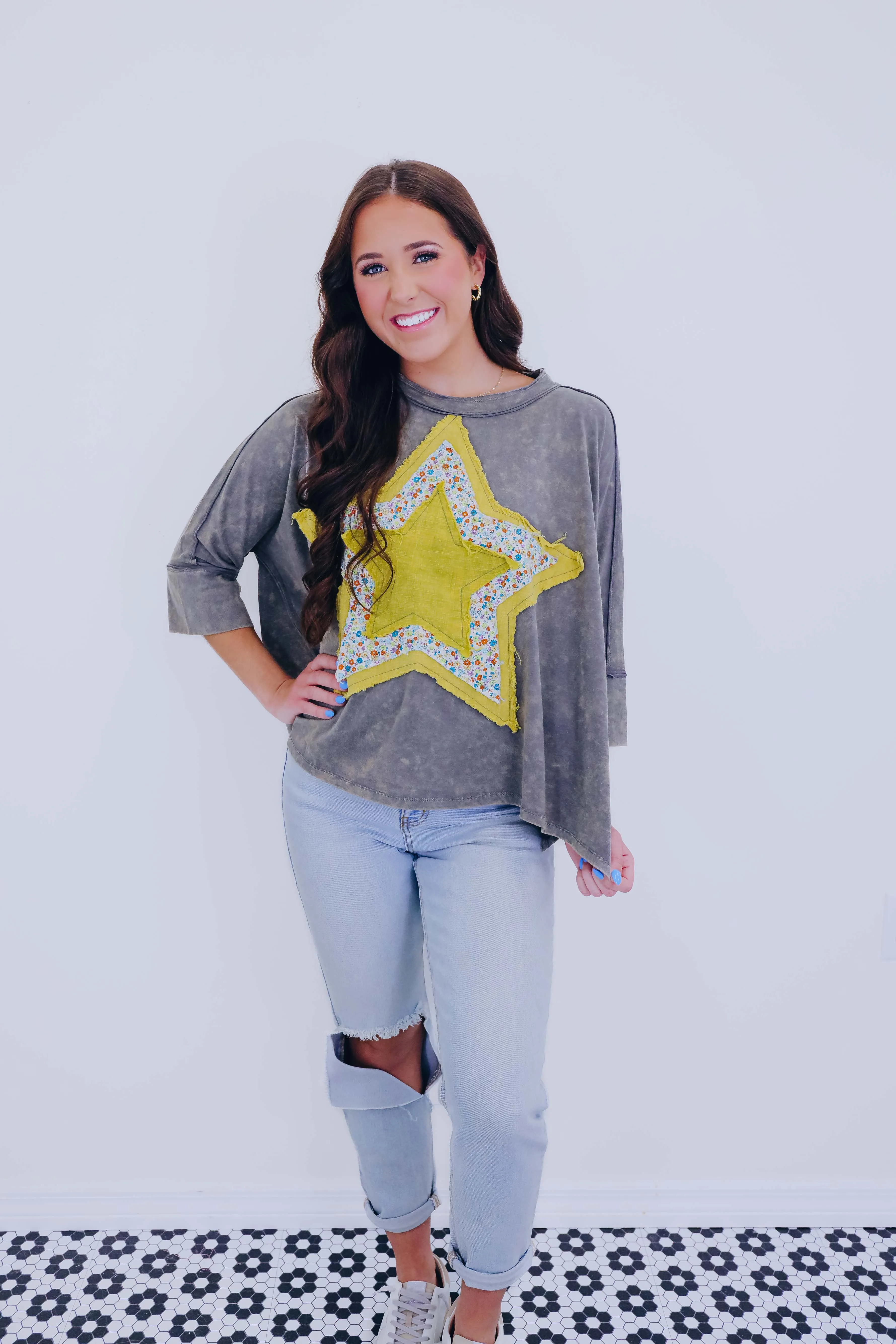 Shine Bright Star Patch Top- 5 Colors