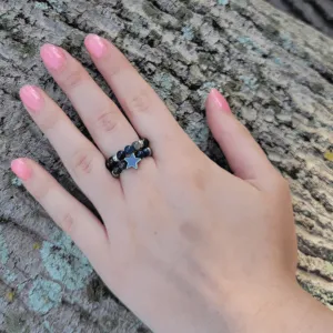 Shungite & Galaxy Stretch Ring Bundle - Fits Medium Fingers (6.5 - 8.5)