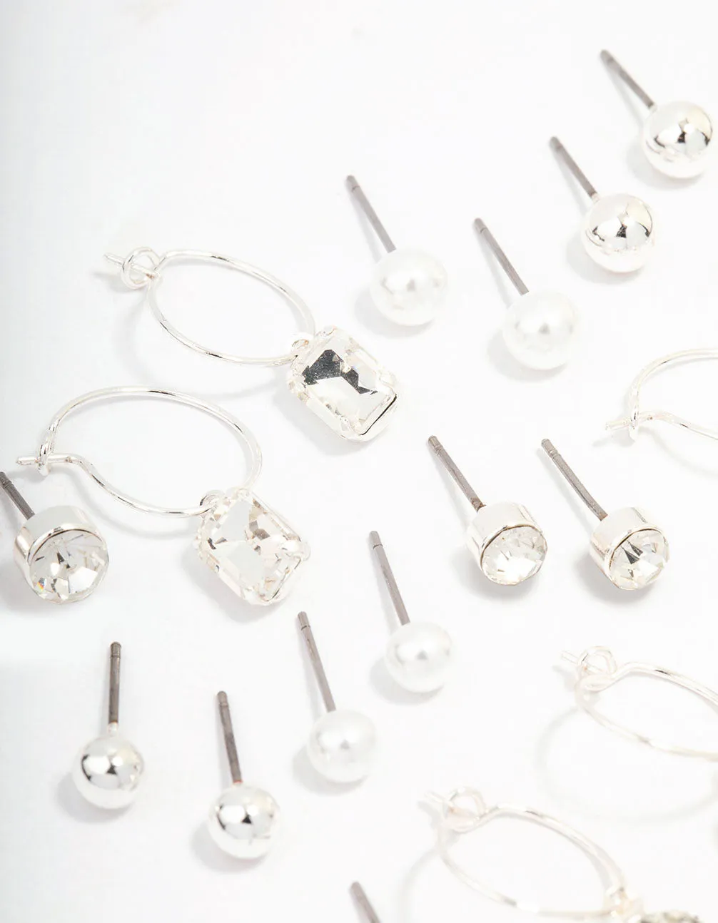 Silver Classic Stud & Hoop Earring 12-Pack