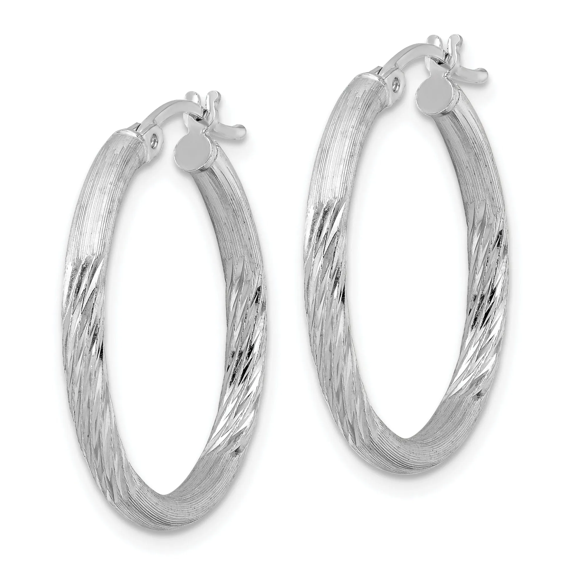 Silver D.C Round Hoop Hinged Earrings
