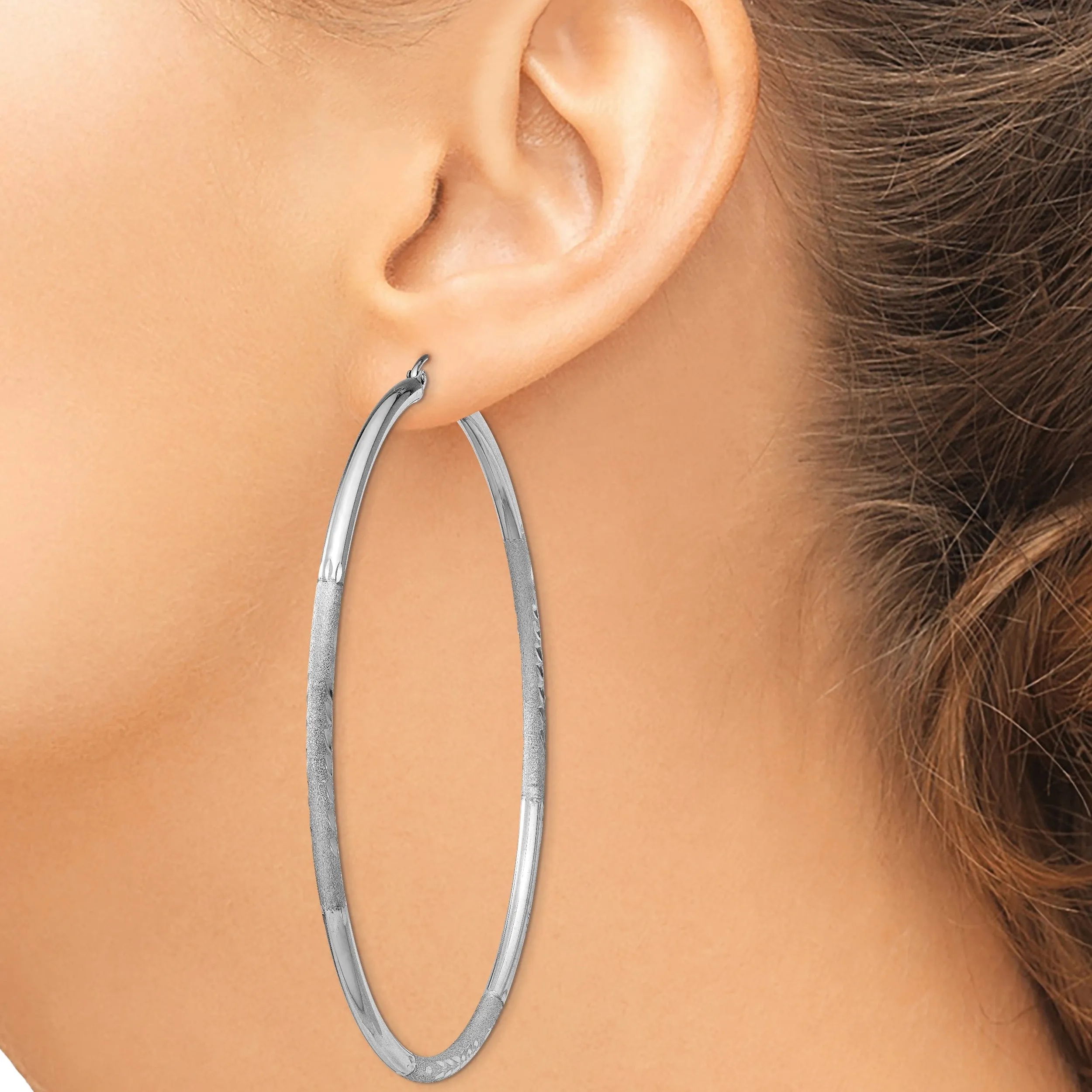 Silver D.C Round Hoop Hinged Earrings