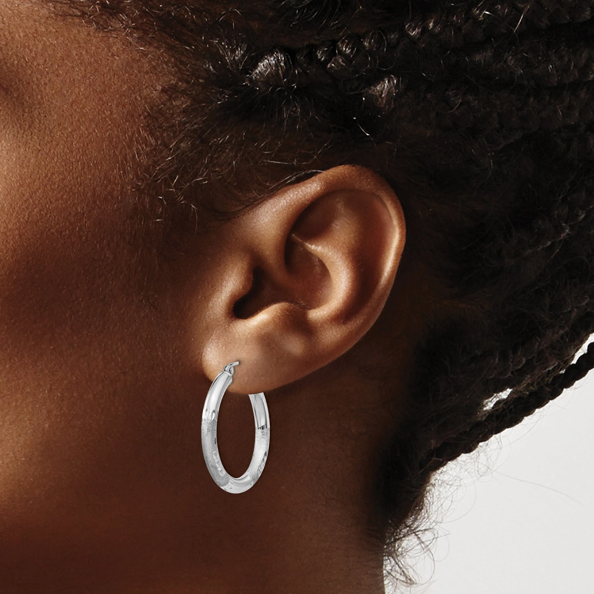 Silver D.C Round Hoop Hinged Earrings
