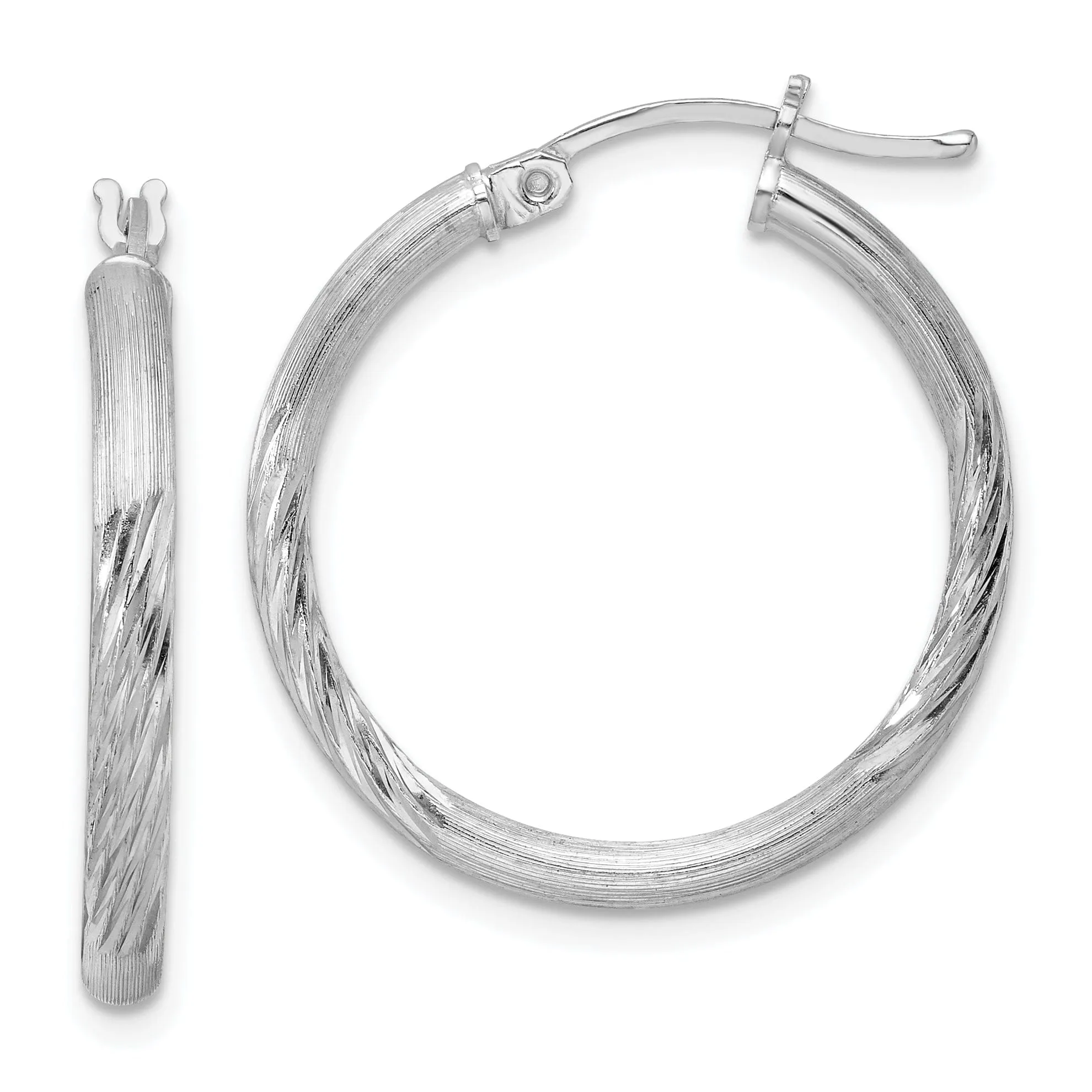 Silver D.C Round Hoop Hinged Earrings