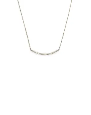 Silver Diamond Curved Bar Necklace