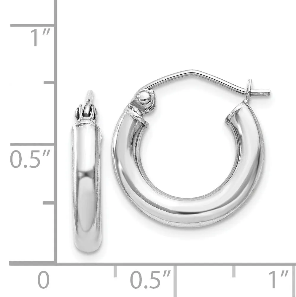 Silver Hollow Round Hoop Hinged Earrings
