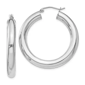 Silver Hollow Round Hoop Hinged Posts Earrings