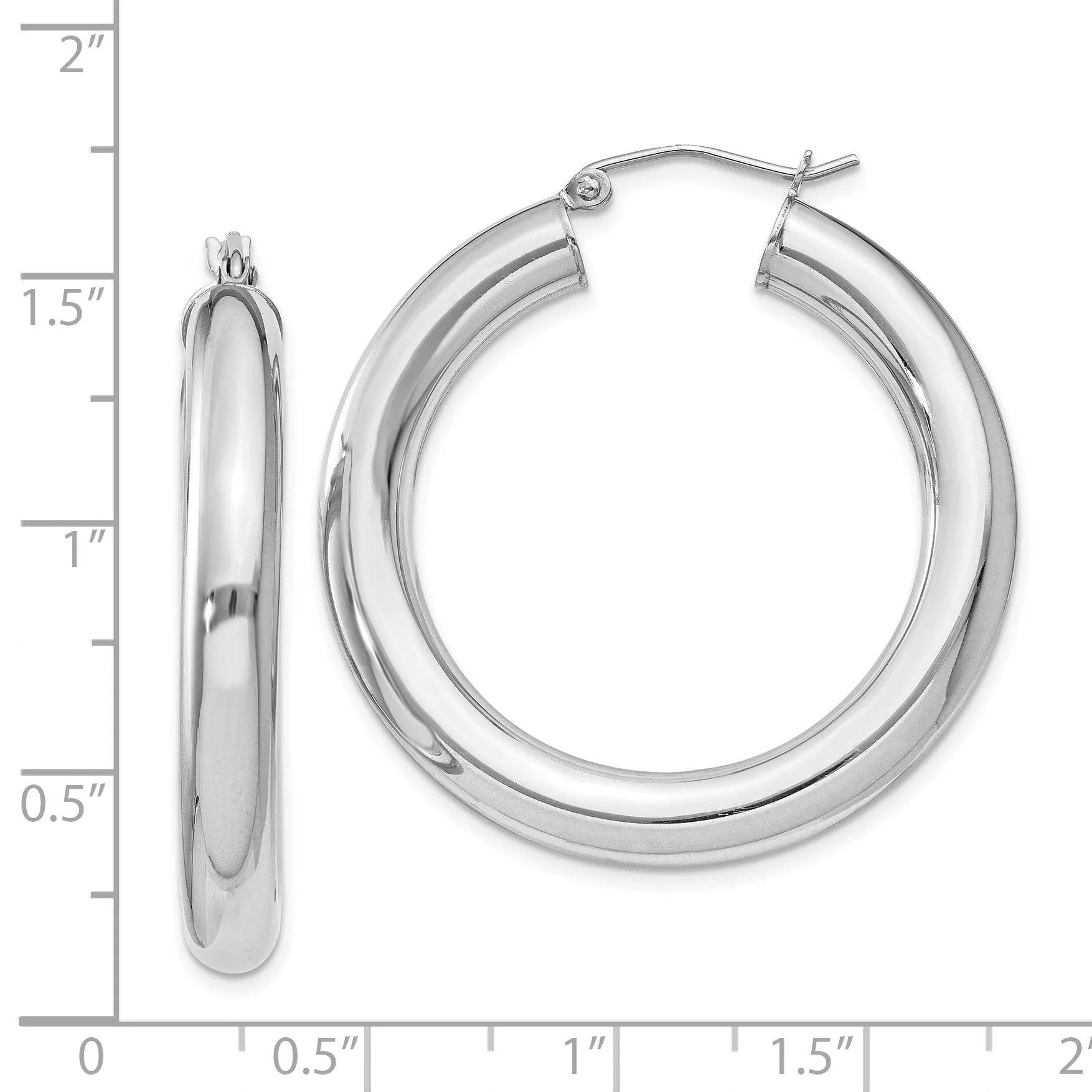 Silver Hollow Round Hoop Hinged Posts Earrings