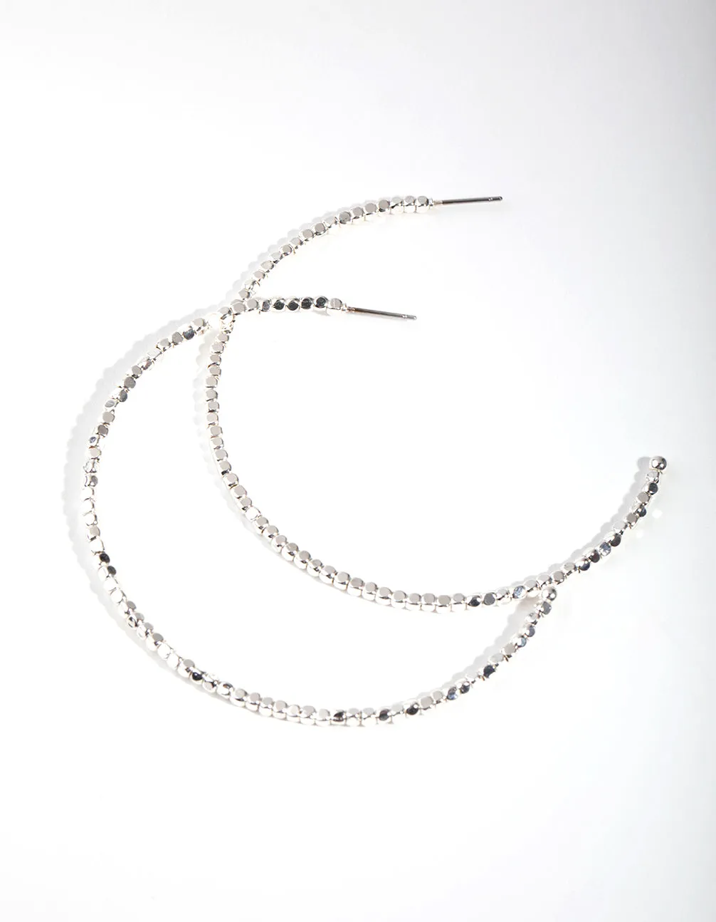 Silver Plated Bead Hoop Earrings