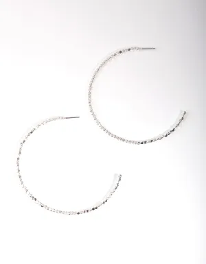 Silver Plated Bead Hoop Earrings