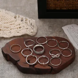 Silver Plated Nine Piece Love Infinity Ring Set