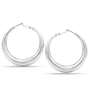 Silver Round Hollow Hoop Earrings #SQ358-1842SIL (AB16 & TOP GG9)