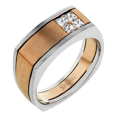 Simon G. Satin & High Polish Finish Princess Cut Diamond Ring