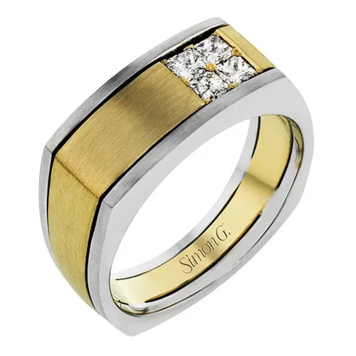 Simon G. Satin & High Polish Finish Princess Cut Diamond Ring