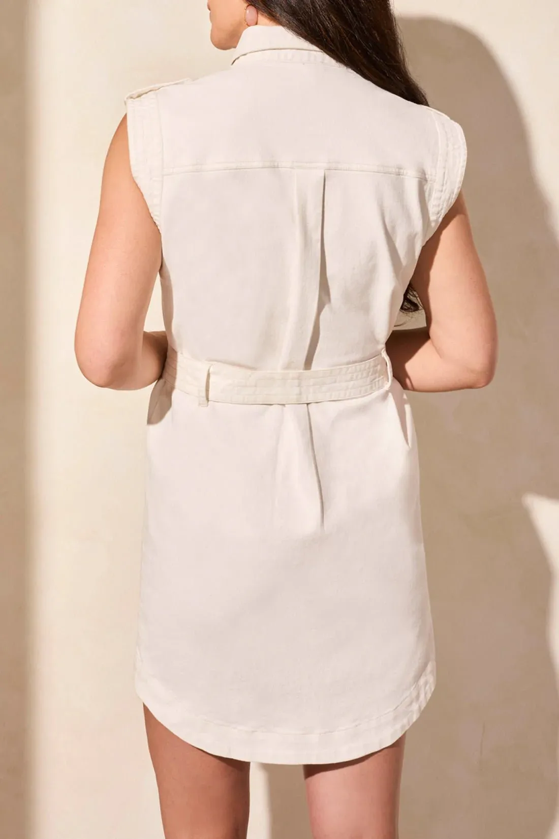 Sleeveless Dress with Pockets and Belt