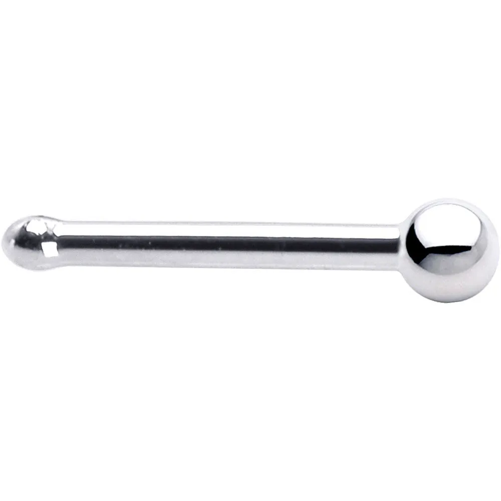 Solid 14KT White Gold 1.5mm Ball Nose Ring