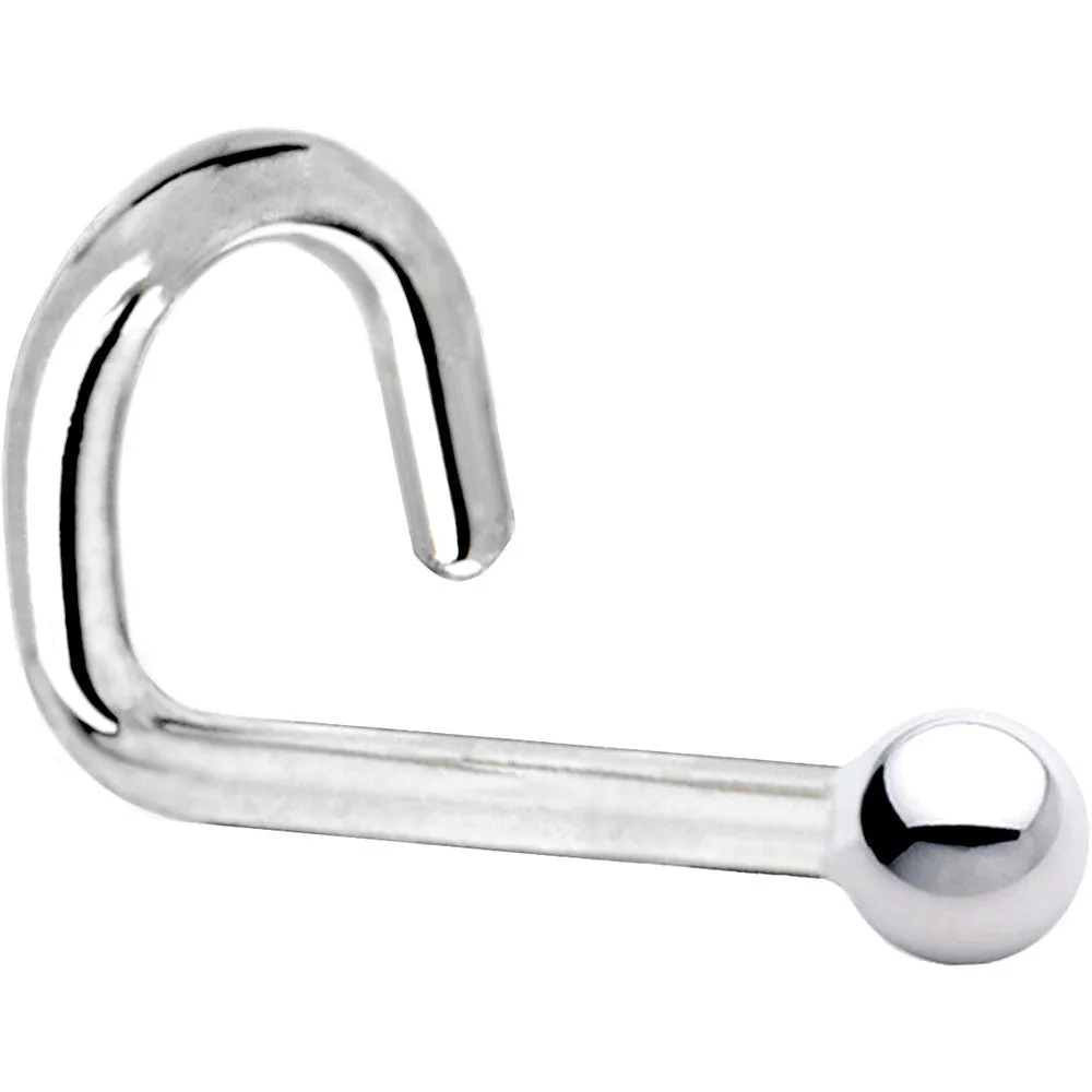 Solid 14KT White Gold 1.5mm Ball Nose Ring