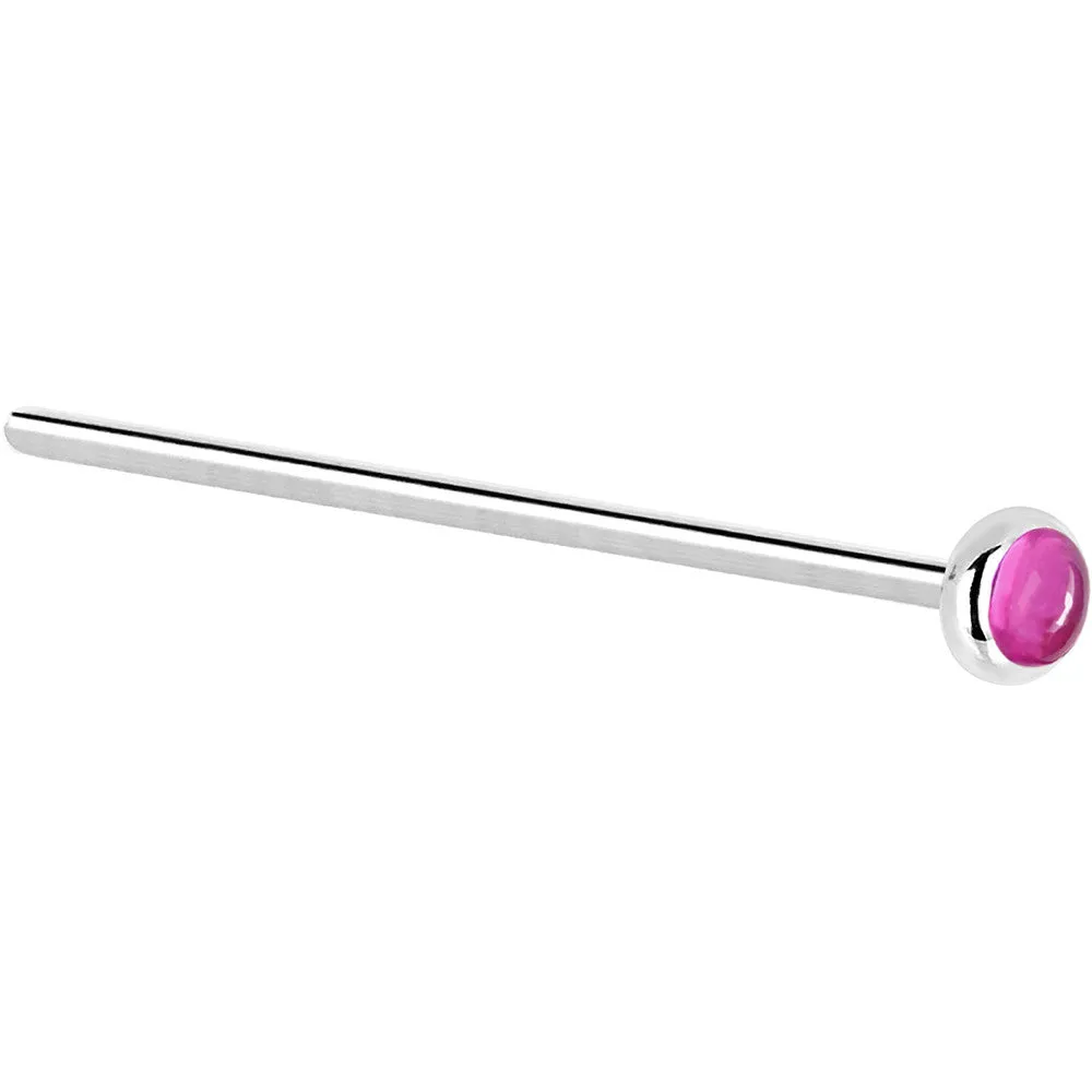 Solid 14KT White Gold 2mm Pink Tourmaline Nose Ring