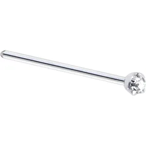 Solid 14KT White Gold (April) 2mm Clear Cubic Zirconia Nose Ring