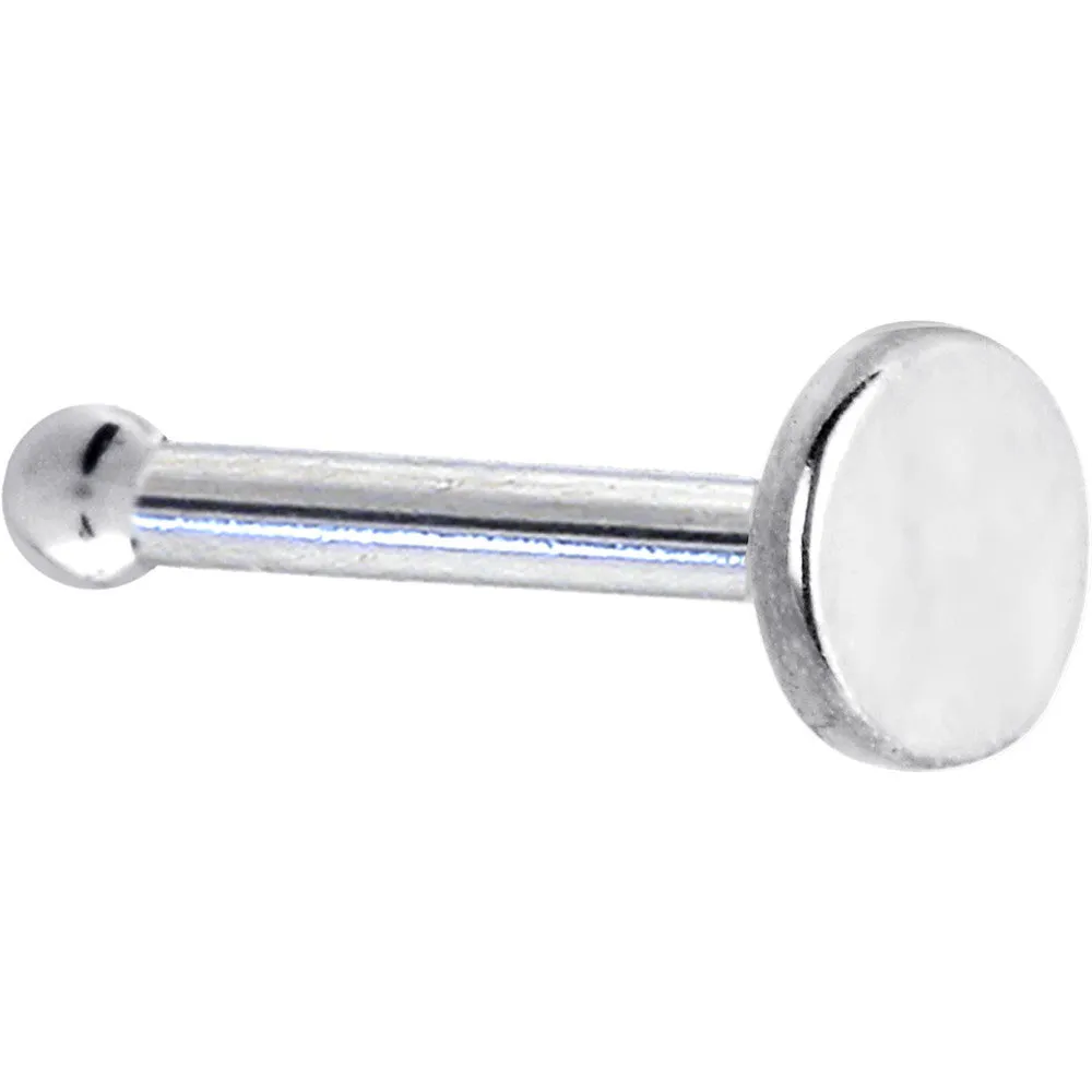 Solid 14KT White Gold Flat Disc Nose Bone
