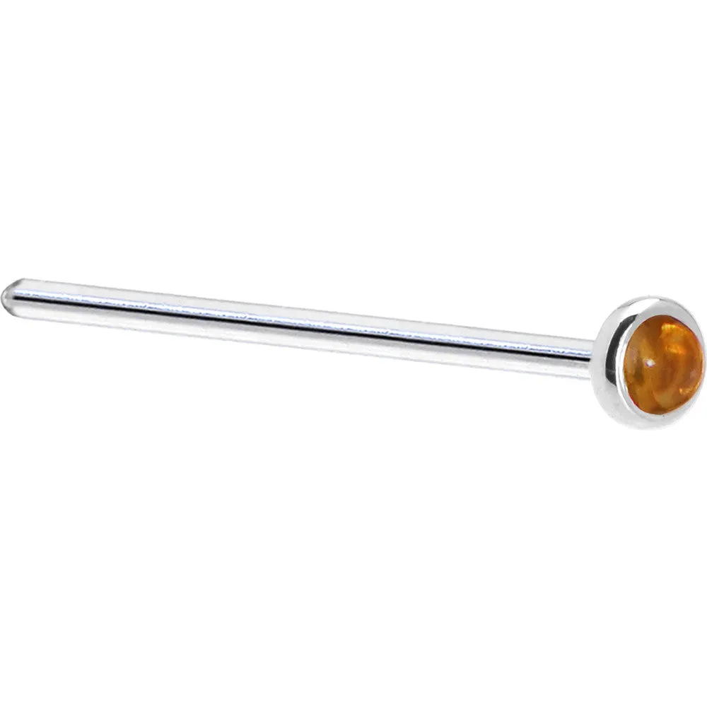 Solid 14KT White Gold (November) 2mm Genuine Citrine Saffron Nose Ring