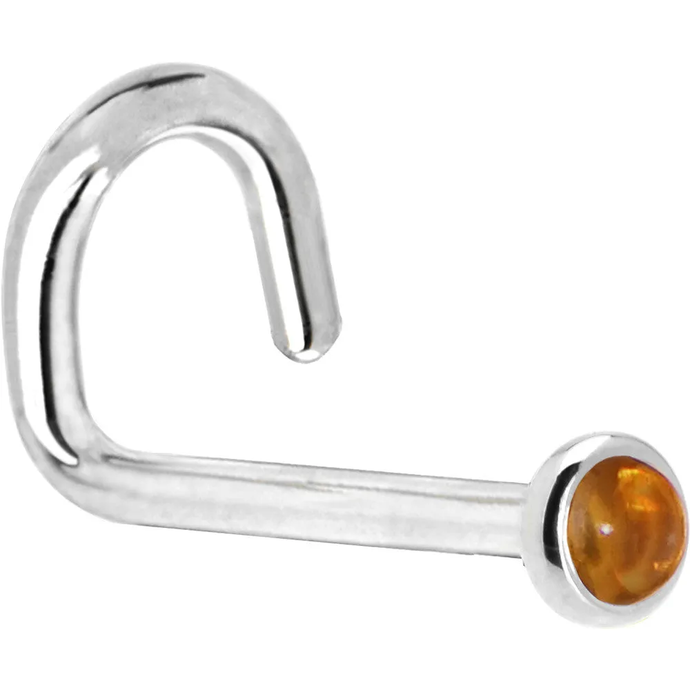 Solid 14KT White Gold (November) 2mm Genuine Citrine Saffron Nose Ring