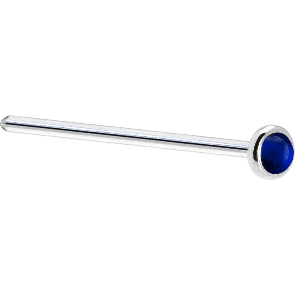 Solid 14KT White Gold (September) 2mm Genuine Sapphire Nose Ring