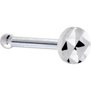 Solid 14KT White Gold Textured Flat Disc Nose Bone