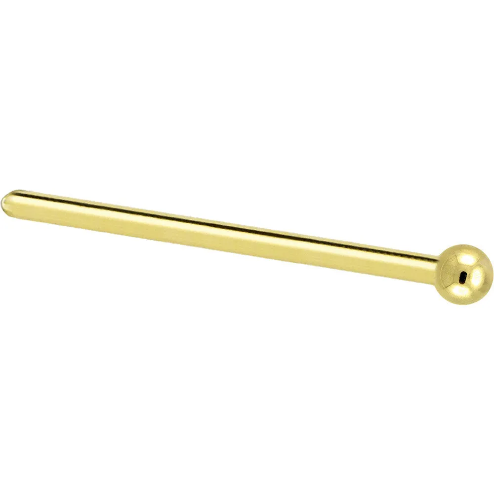 Solid 14KT Yellow Gold 1.5mm Ball Nose Ring