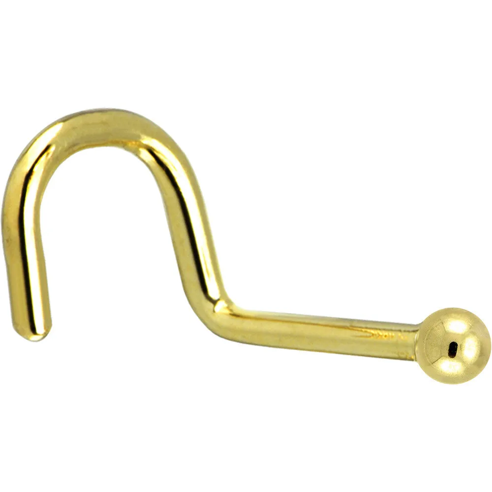 Solid 14KT Yellow Gold 1.5mm Ball Nose Ring