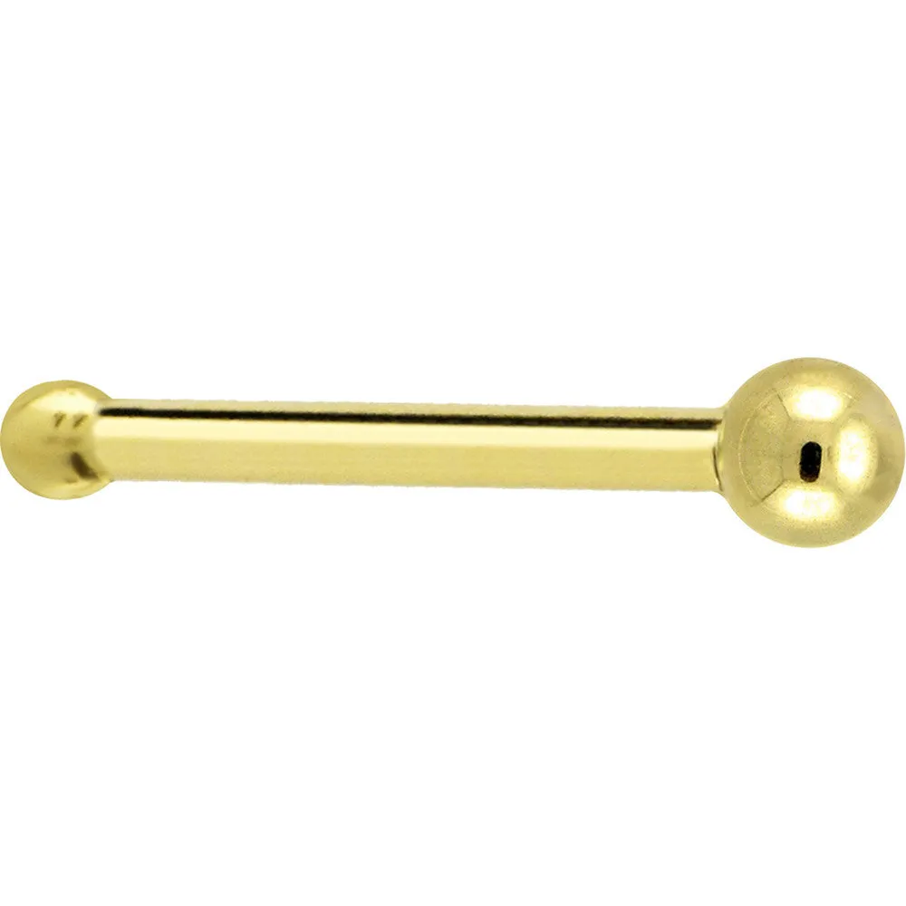 Solid 14KT Yellow Gold 1.5mm Ball Nose Ring