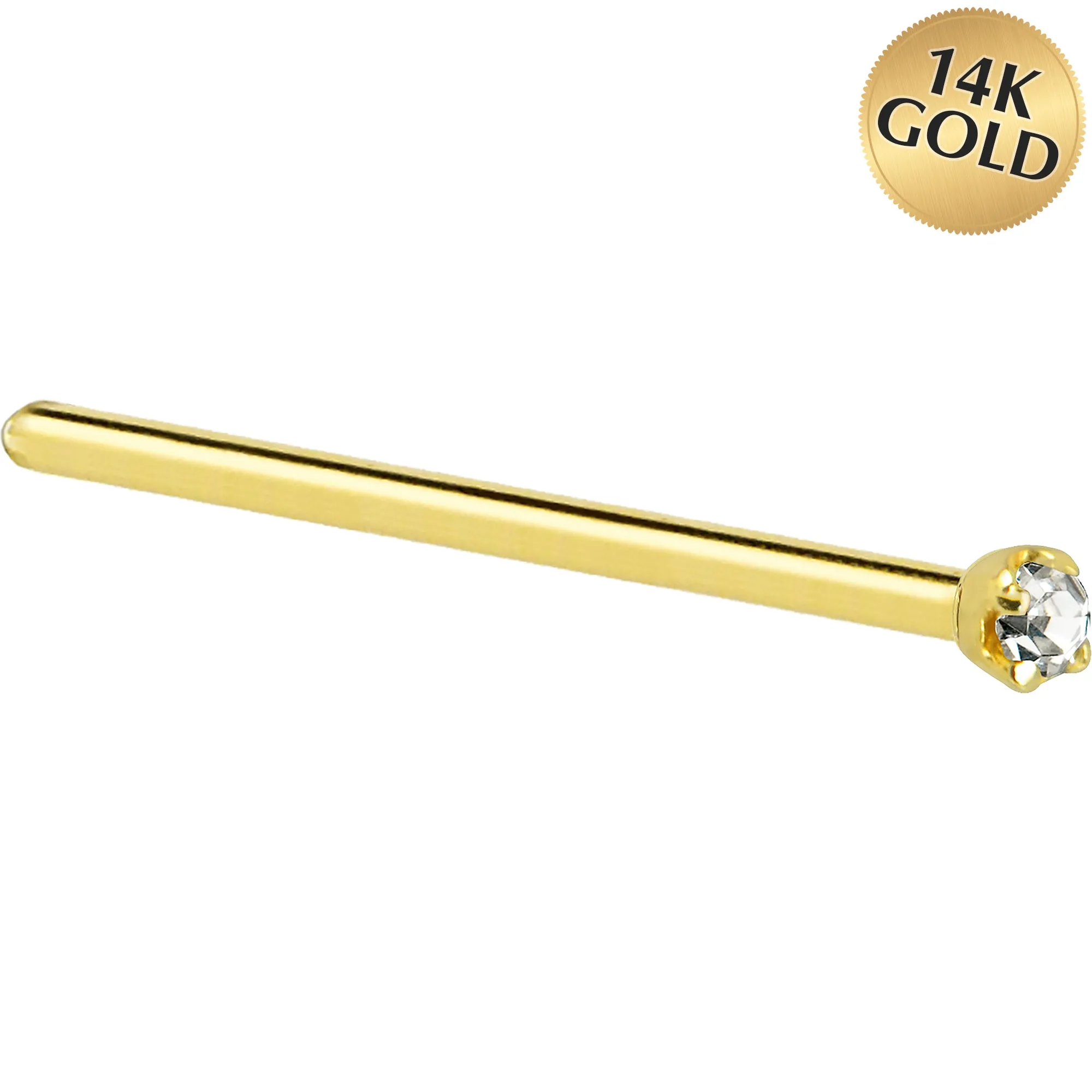 Solid 14KT Yellow Gold 1.5mm Genuine Diamond Nose Ring