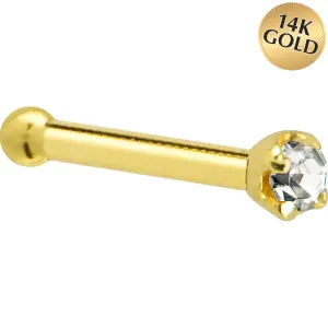 Solid 14KT Yellow Gold 1.5mm Genuine Diamond Nose Ring