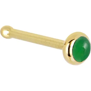 Solid 14KT Yellow Gold 2mm Jade Nose Ring