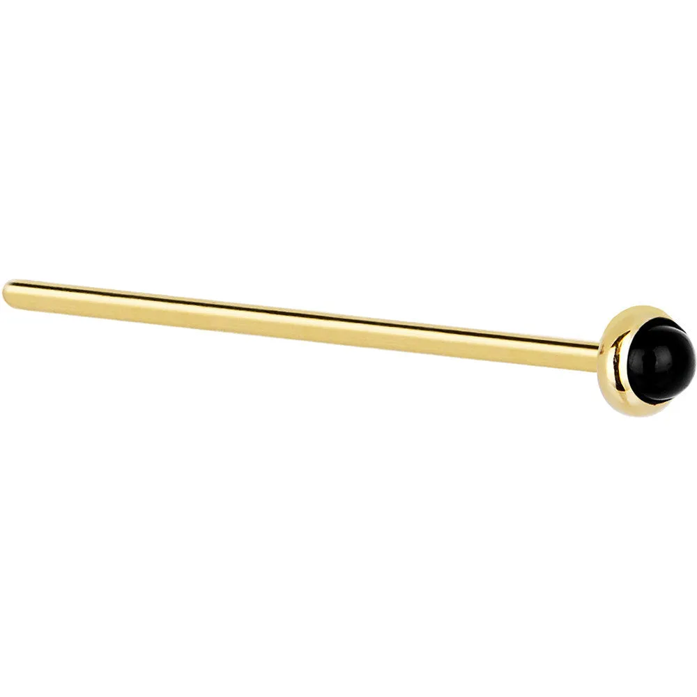 Solid 14KT Yellow Gold 2mm Onyx Nose Ring