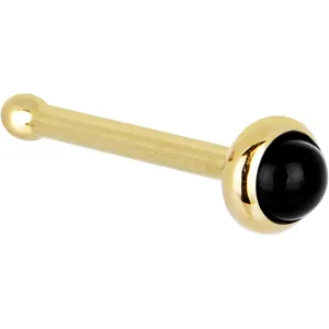 Solid 14KT Yellow Gold 2mm Onyx Nose Ring