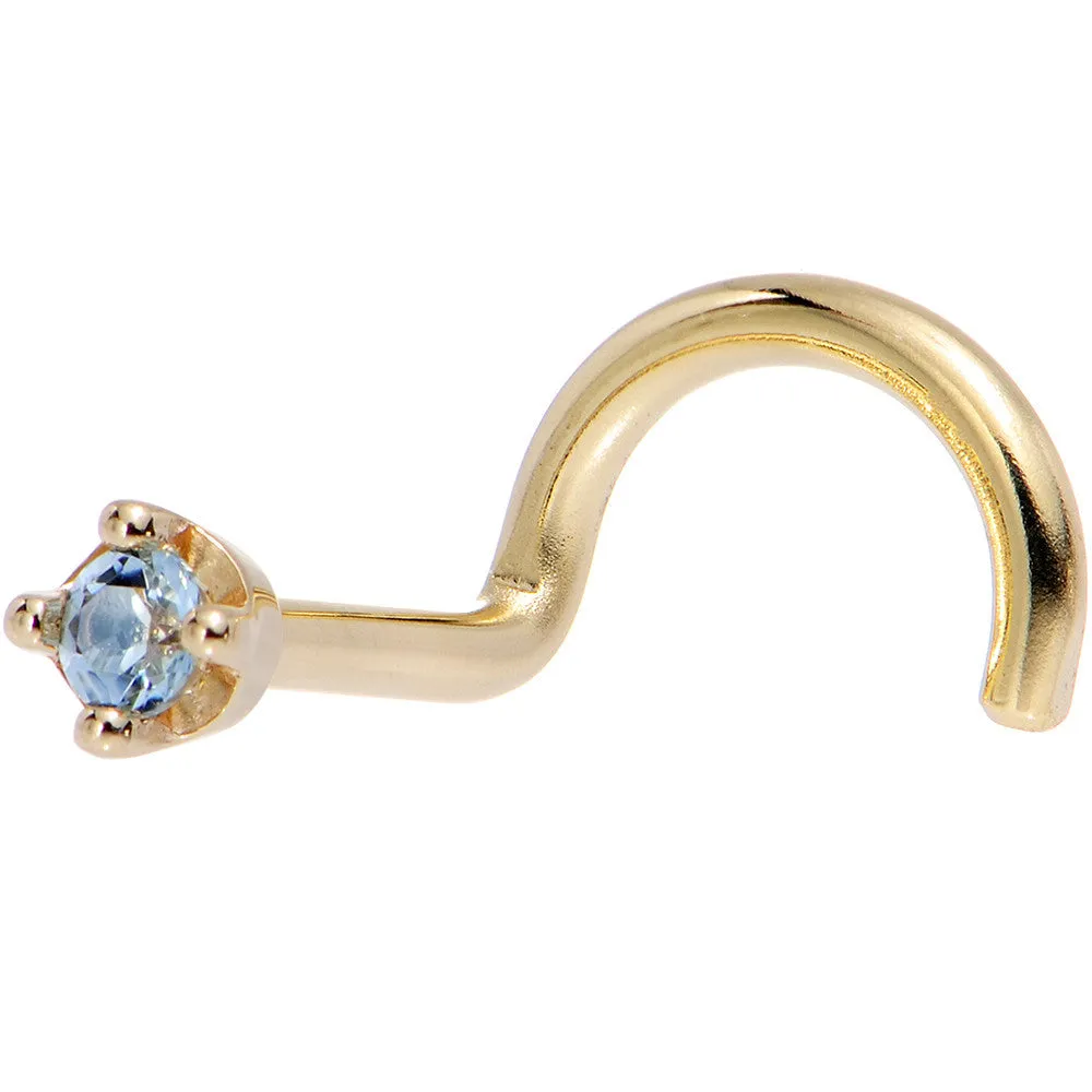 Solid 14KT Yellow Gold (December) 1.5mm Genuine Topaz Nose Ring