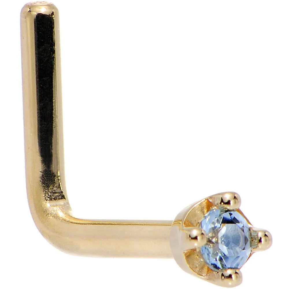 Solid 14KT Yellow Gold (December) 1.5mm Genuine Topaz Nose Ring