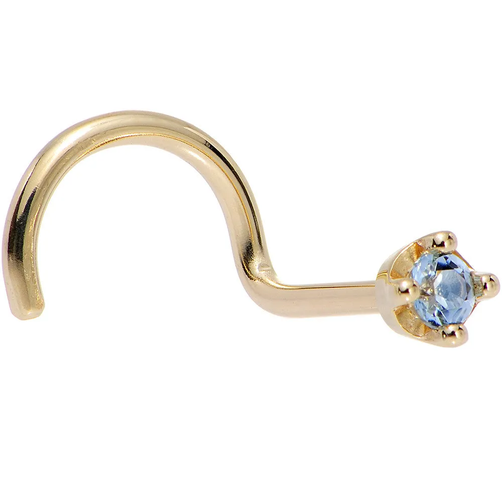 Solid 14KT Yellow Gold (December) 1.5mm Genuine Topaz Nose Ring