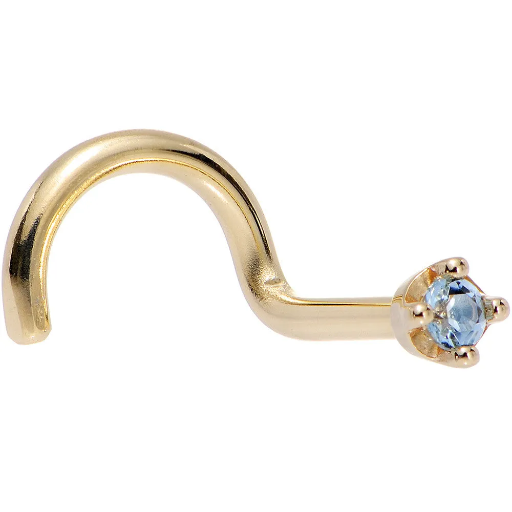 Solid 14KT Yellow Gold (December) 1.5mm Genuine Topaz Nose Ring