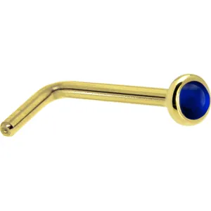 Solid 14KT Yellow Gold (September) 2mm Genuine Sapphire Nose Ring