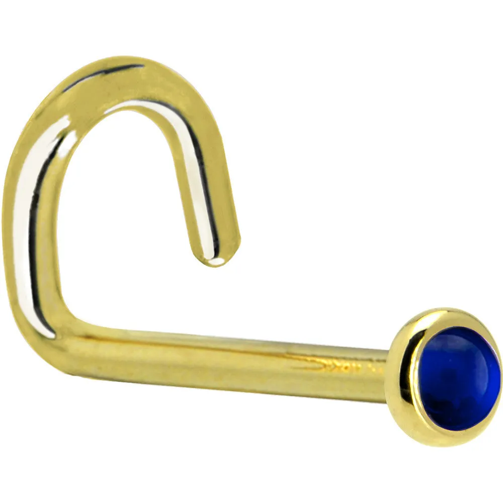 Solid 14KT Yellow Gold (September) 2mm Genuine Sapphire Nose Ring