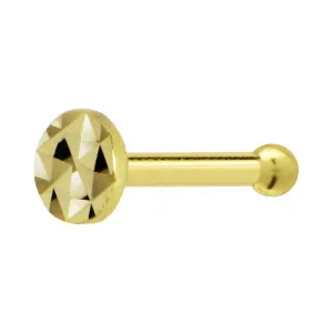Solid 14KT Yellow Gold Textured Flat Disc Nose Bone
