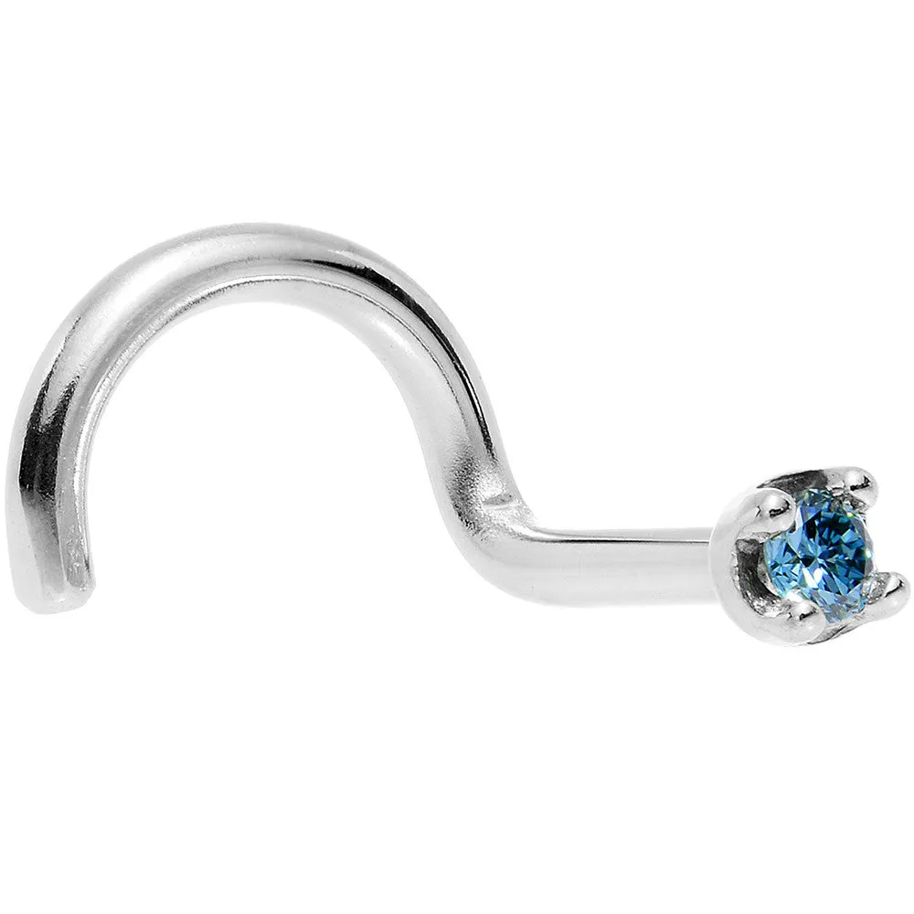 Solid 18KT White Gold 1.5mm Genuine Blue Diamond Nose Ring