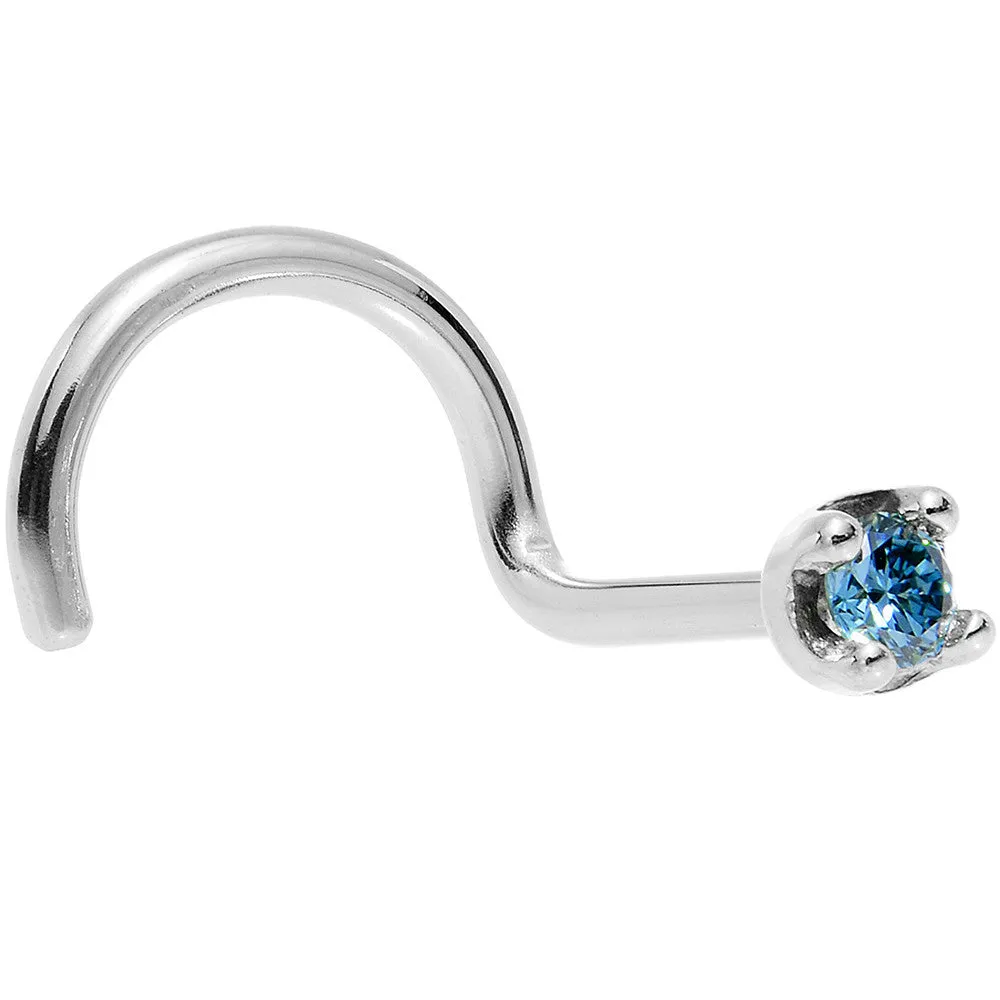Solid 18KT White Gold 1.5mm Genuine Blue Diamond Nose Ring
