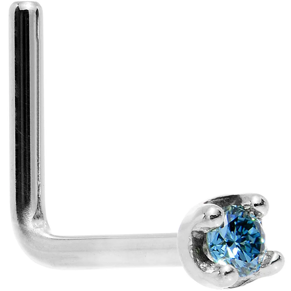 Solid 18KT White Gold 1.5mm Genuine Blue Diamond Nose Ring
