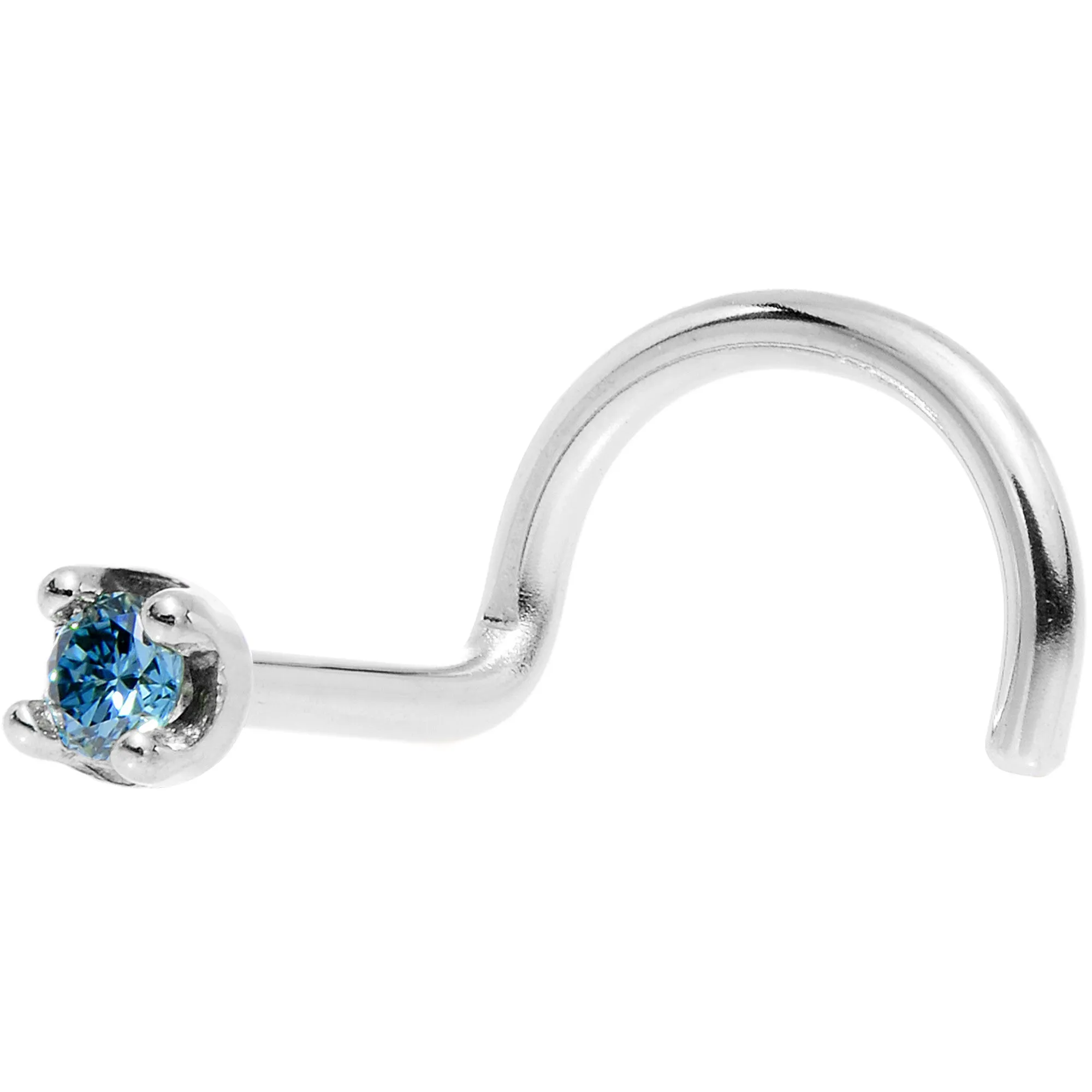 Solid 18KT White Gold 1.5mm Genuine Blue Diamond Nose Ring