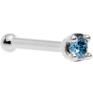 Solid 18KT White Gold 1.5mm Genuine Blue Diamond Nose Ring