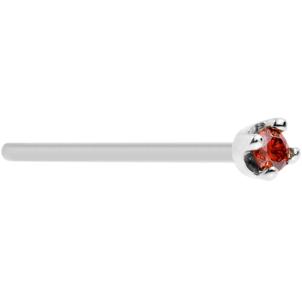 Solid 18KT White Gold 1.5mm Genuine Red Diamond Nose Ring