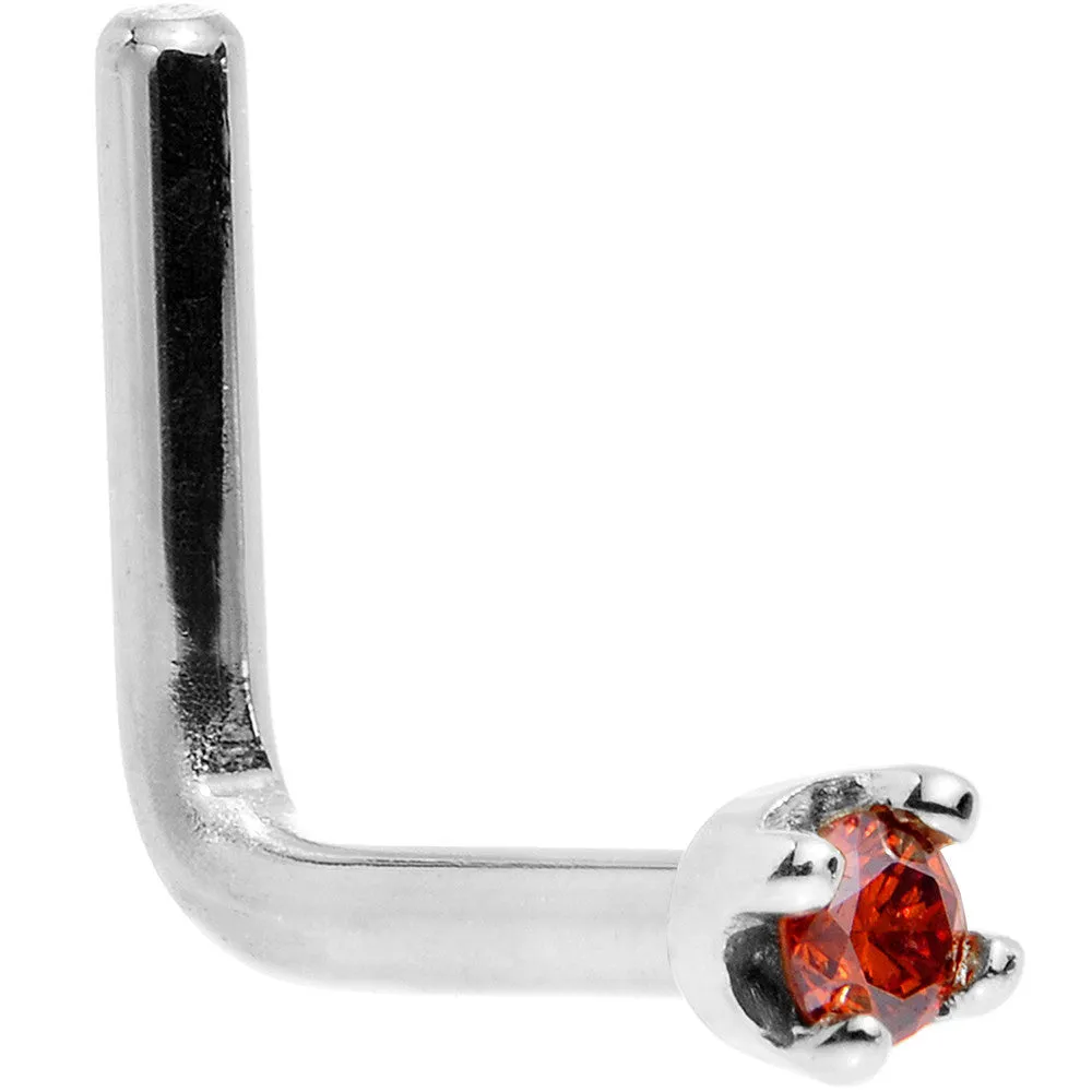 Solid 18KT White Gold 1.5mm Genuine Red Diamond Nose Ring