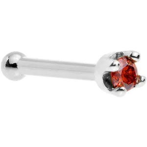 Solid 18KT White Gold 1.5mm Genuine Red Diamond Nose Ring